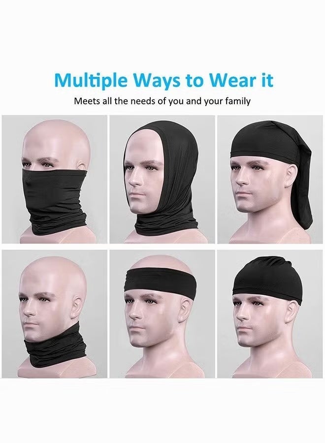 Tersely 2 Pack Breathable Cooling Neck Gaiters, Ice Silk Face Shield Scarf, Multifunctional Headwear Bandana Face Cover,UV Protection Headband Scarf,Reusable Stretchy Balaclava (Black+Gray) - Image 2